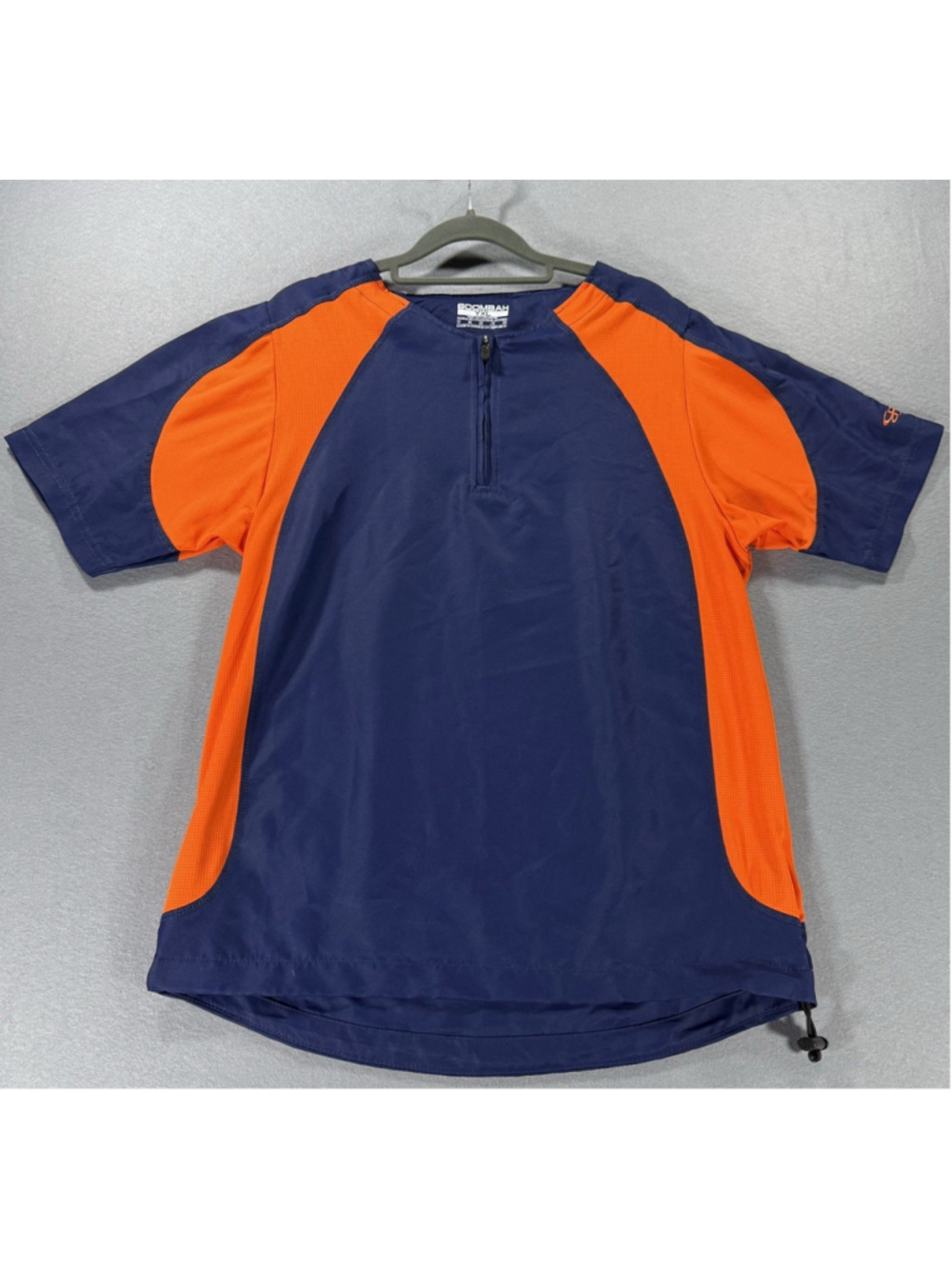 Boombah Youth XL Baseball Cage Jacket Short Sleeve 1/4 Zip Pullover Blue Orange